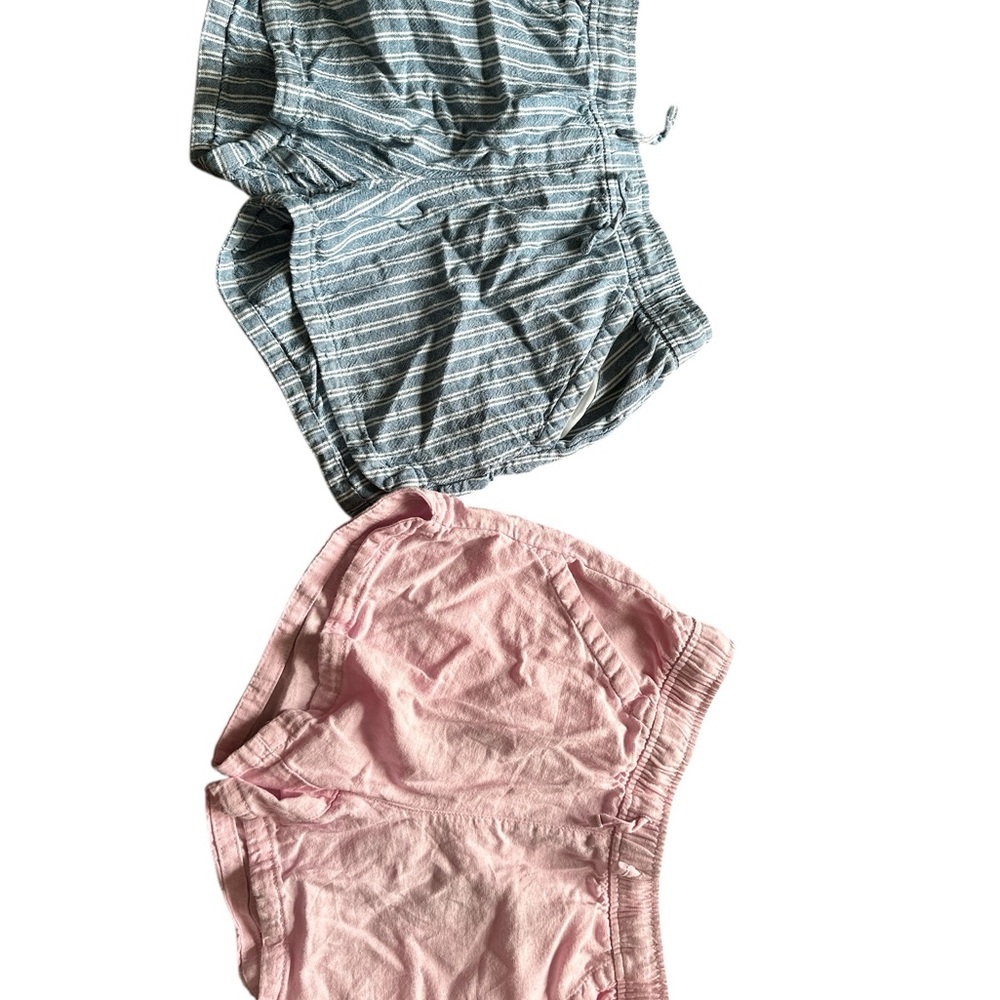 Striped Blue and Solid Pink Shorts Set